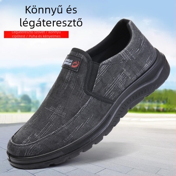 Poliuretán őszi új férfi alkalmi cipők puha és kényelmes kerek orrú lapos lélegző sétacipők középkorú apa cipők