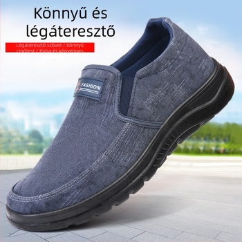 Poliuretán őszi új férfi alkalmi cipők puha és kényelmes kerek orrú lapos lélegző sétacipők középkorú apa cipők