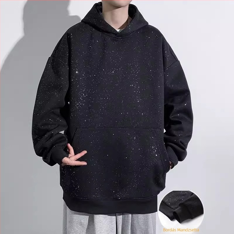 Őszi és téli K-stílusú divatos márkás pulóverek férfiaknak, divatos bársony pulóverek férfiaknak, laza, kapucnis, babaváró pulóverek férfiaknak