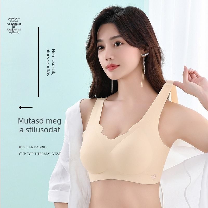Nem nyomot hagyó Beauty Back alsónemű Női puha tartású latex vékony push-up megereszkedésgátló, nem perem nélküli, egyrészes, fix kosaras melltartó