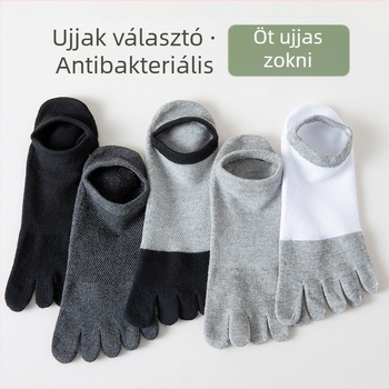Ötujjas zokni férfi nyári zokni dezodor izzadságelnyelő antibakteriális nyári hálós lélegző ötujjas hasított orrú férfi csónakzokni