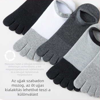 Ötujjas zokni férfi nyári zokni dezodor izzadságelnyelő antibakteriális nyári hálós lélegző ötujjas hasított orrú férfi csónakzokni