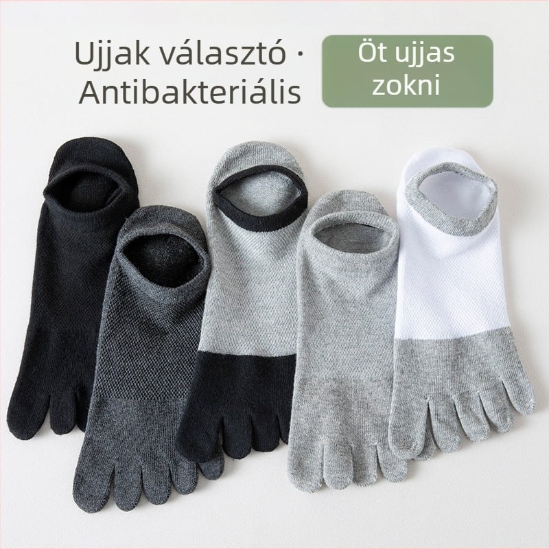 Ötujjas zokni férfi nyári zokni dezodor izzadságelnyelő antibakteriális nyári hálós lélegző ötujjas hasított orrú férfi csónakzokni