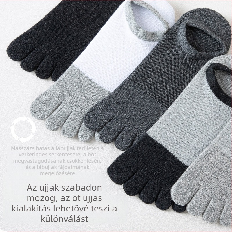 Ötujjas zokni férfi nyári zokni dezodor izzadságelnyelő antibakteriális nyári hálós lélegző ötujjas hasított orrú férfi csónakzokni