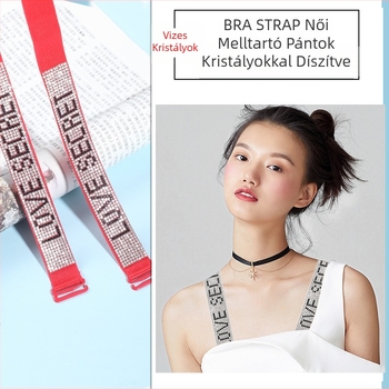 Szexi strasszos alsónemű vállpántos, vékony övvel, gyémántos melltartópánttal, csúszásgátló, állítható, szabadon álló ruha