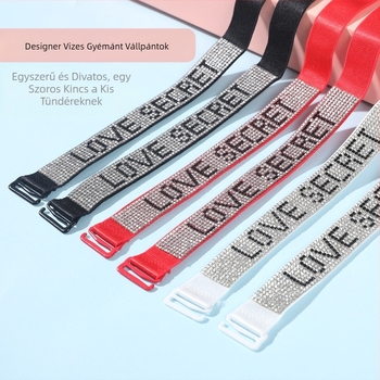 Szexi strasszos alsónemű vállpántos, vékony övvel, gyémántos melltartópánttal, csúszásgátló, állítható, szabadon álló ruha