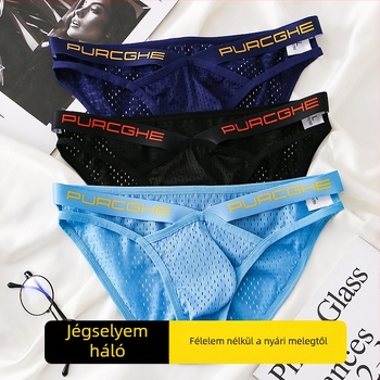 Férfi alsónemű háromszög alakú jég selyem háló légáteresztő háromdimenziós U konvex táska fiatal fiúknak rövidnadrág nagykereskedelmi szállítás