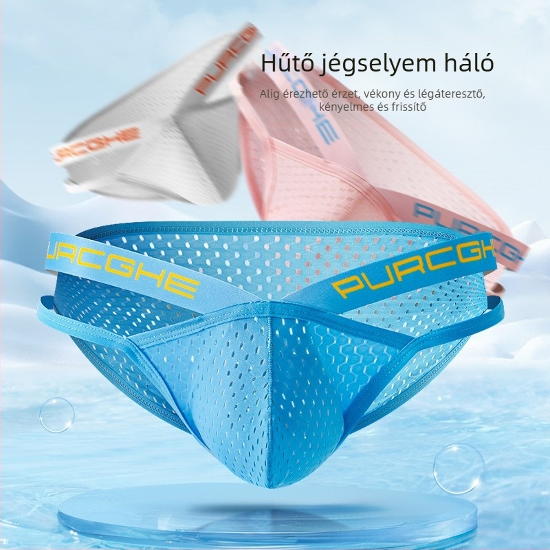 Férfi alsónemű háromszög alakú jég selyem háló légáteresztő háromdimenziós U konvex táska fiatal fiúknak rövidnadrág nagykereskedelmi szállítás