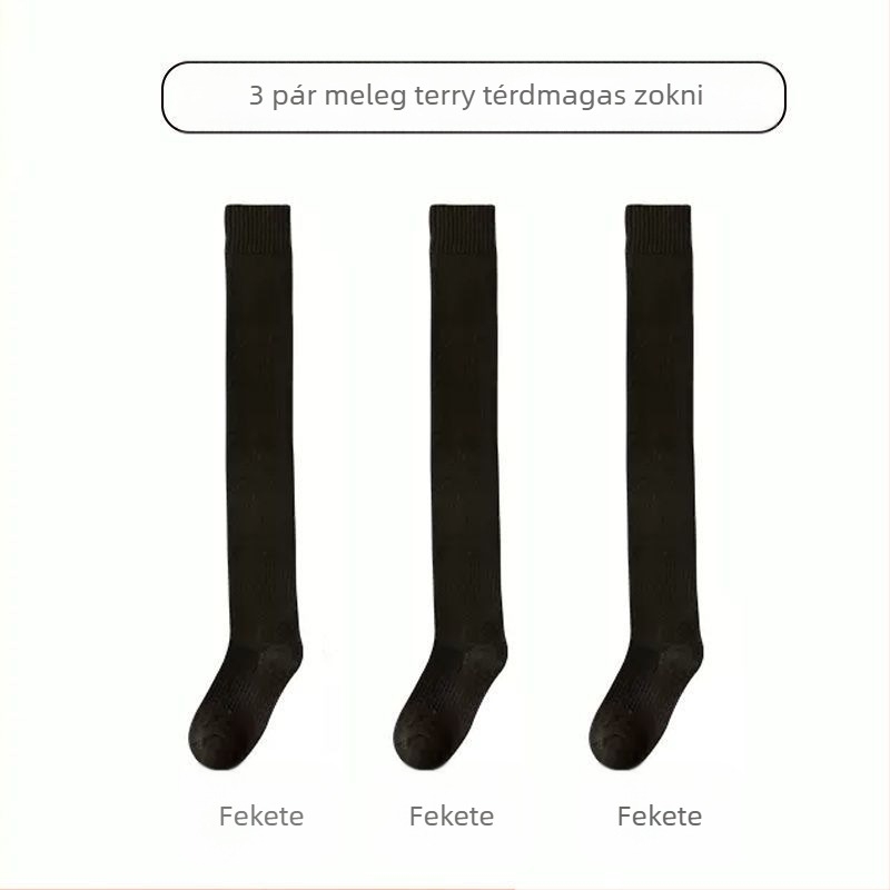 Férfi harisnyák, térdzoknik, gyapjúval bélelt, vastagított, meleg térdvédő zoknik, középkorúaknak és időseknek, hosszú, magasszárú zoknik