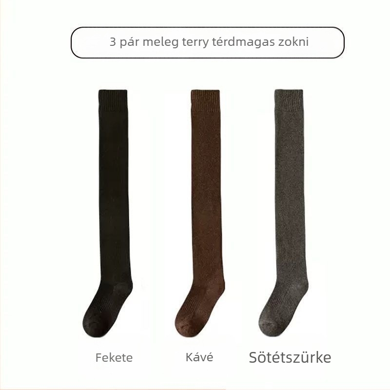 Férfi harisnyák, térdzoknik, gyapjúval bélelt, vastagított, meleg térdvédő zoknik, középkorúaknak és időseknek, hosszú, magasszárú zoknik