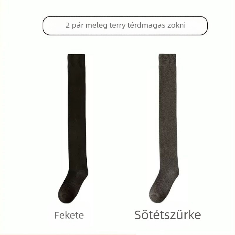Férfi harisnyák, térdzoknik, gyapjúval bélelt, vastagított, meleg térdvédő zoknik, középkorúaknak és időseknek, hosszú, magasszárú zoknik