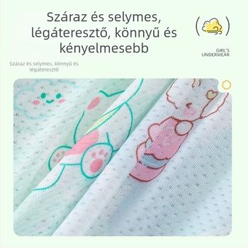 Gyerek alsónemű lányoknak, A osztályú jégselyem, nyári vékony, 7A antibakteriális, rajzfilmmintás baba női boxeralsó, A osztályú jégselyem, nyári vékony, 7A antibakteriális, rajzfilmmintás, baba női boxeralsó