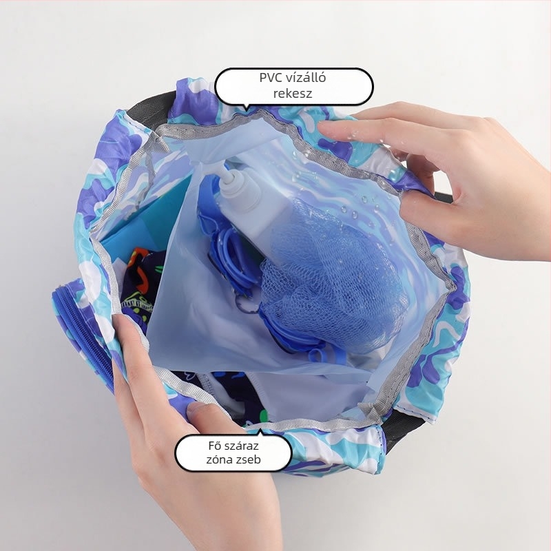 Gyermek úszótáska, nedves és száraz elválasztású vízálló tárolótáska, speciális úszószemüveg tárolótáska fiúknak és lányoknak úszáshoz