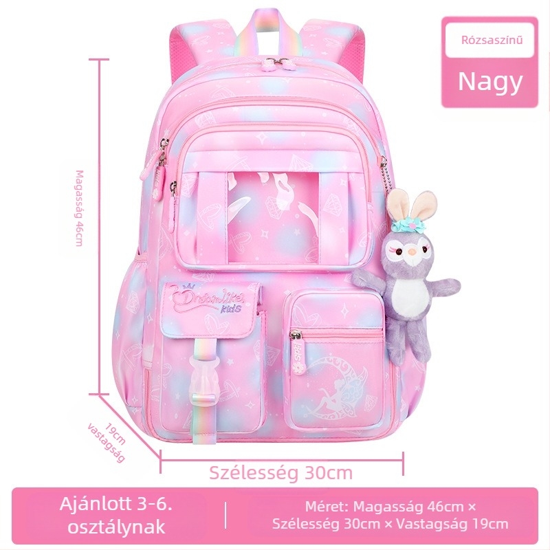 Új iskolatáska általános iskolásoknak, női 1-6. osztályosoknak, könnyű, gerincvédővel és könnyű, nyitott ajtós, fantázia mintás hűtőszekrénybe való gyerek hátizsák