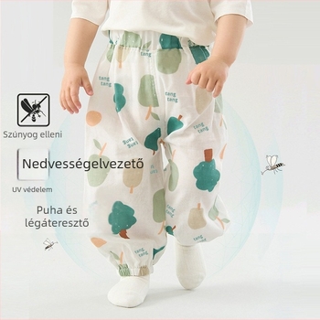 Gyermek szúnyogriasztó nadrág, baba, osztályú, tiszta pamut nyári bugyi fiúknak és lányoknak, babanadrág, laza, vékony, mindenhez illő, divatos