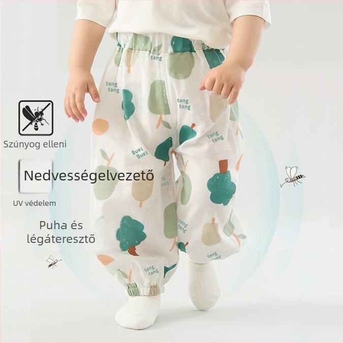 Gyermek szúnyogriasztó nadrág, baba, osztályú, tiszta pamut nyári bugyi fiúknak és lányoknak, babanadrág, laza, vékony, mindenhez illő, divatos