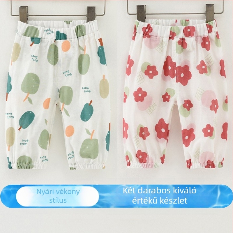 Gyermek szúnyogriasztó nadrág, baba, osztályú, tiszta pamut nyári bugyi fiúknak és lányoknak, babanadrág, laza, vékony, mindenhez illő, divatos