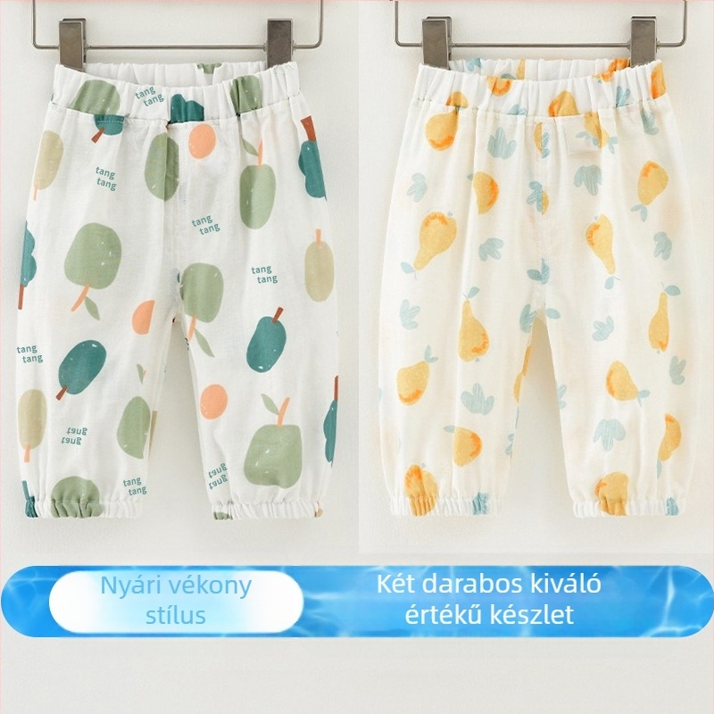 Gyermek szúnyogriasztó nadrág, baba, osztályú, tiszta pamut nyári bugyi fiúknak és lányoknak, babanadrág, laza, vékony, mindenhez illő, divatos