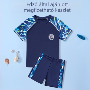 Fiú fürdőruha szett koreai stílusú álcázó mintás strandruha, úszónadrág, közepes és nagy méretű gyerekeknek, gyorsan száradó, diákedző fürdőruha
