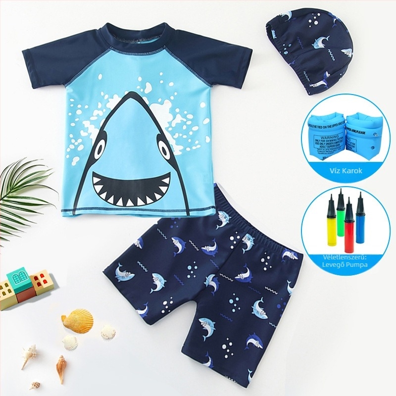 Rajzfilm cápa fürdőruha fiú baba egyrészes fiú fürdőruha strand forró forrás úszás gyermek fürdőruha nagykereskedelem