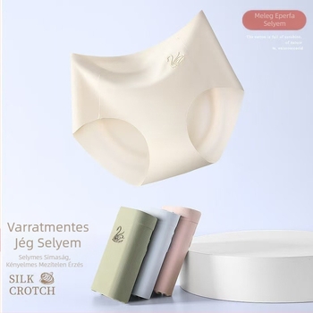 Középderekú jégselyem bugyi női hasat megemelő, csípőt megerősítő, vékony, lélegző, nagy rugalmasságú, 3D almacsípőjű, tiszta pamut, bakteriosztatikus, nyommentes ülepbugyi