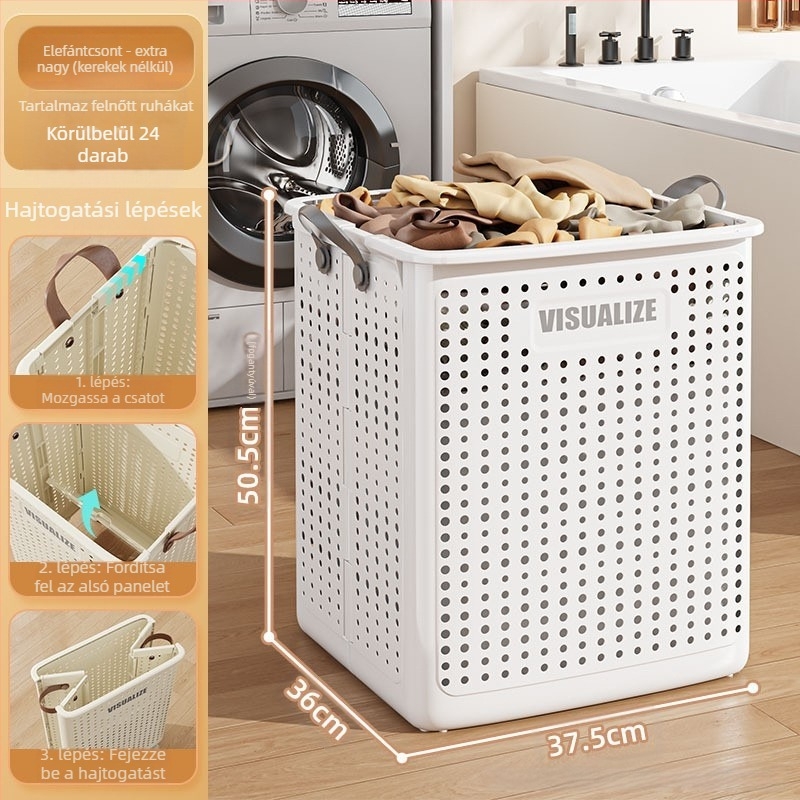 Határokon átnyúló összecsukható szennyesruha-kosár háztartási szennyesruha-kosár nagy tárolókosár szennyesruha-kosár erkély fürdőszoba szennyesruha-tároló