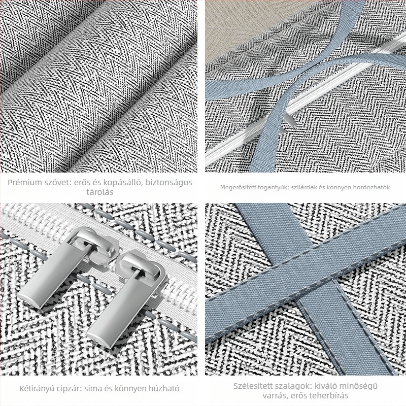 Új, vastagított, szupercsapágyas, por- és nedvességálló kompozit anyagból készült tárolótáska a kényelmes, kidolgozott paplanruhák és mindennapi cikkek tárolására