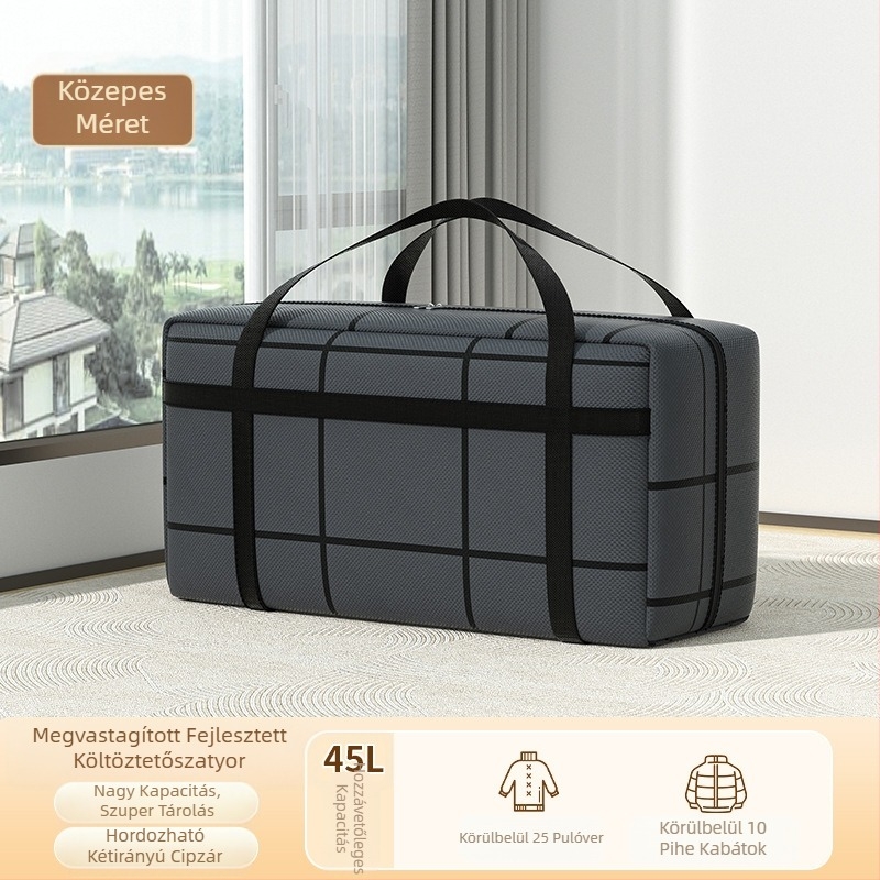 Új, vastagított, szupercsapágyas, por- és nedvességálló kompozit anyagból készült tárolótáska a kényelmes, kidolgozott paplanruhák és mindennapi cikkek tárolására