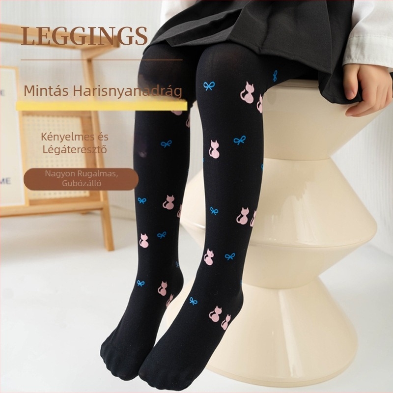 Láb nélküli zokni, gyermek harisnyanadrág, 2024-es nyári újdonság, lányka mintás, egytestű tánczokni, külső viselet, leggings