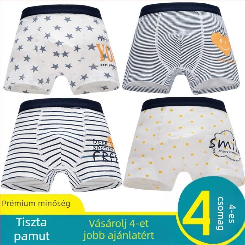 Nyári vékony fiús, tiszta pamut alsónemű fiúknak és lányoknak, A kategória, kicsi, közepes és nagy méretű gyerek alsónemű, pamut boxeralsó