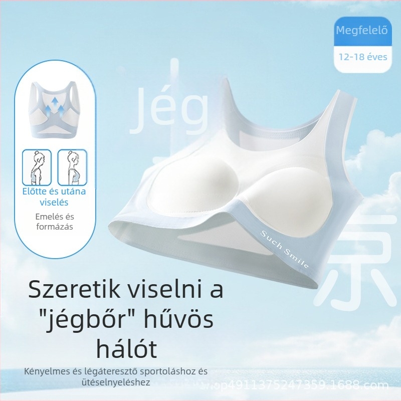 Fejlesztő melltartó, nyomtalan lány alsónemű, alsónemű középiskolás diákoknak, középiskolás sportmellény, fix kosaras, lakkozott, teljes kosaras
