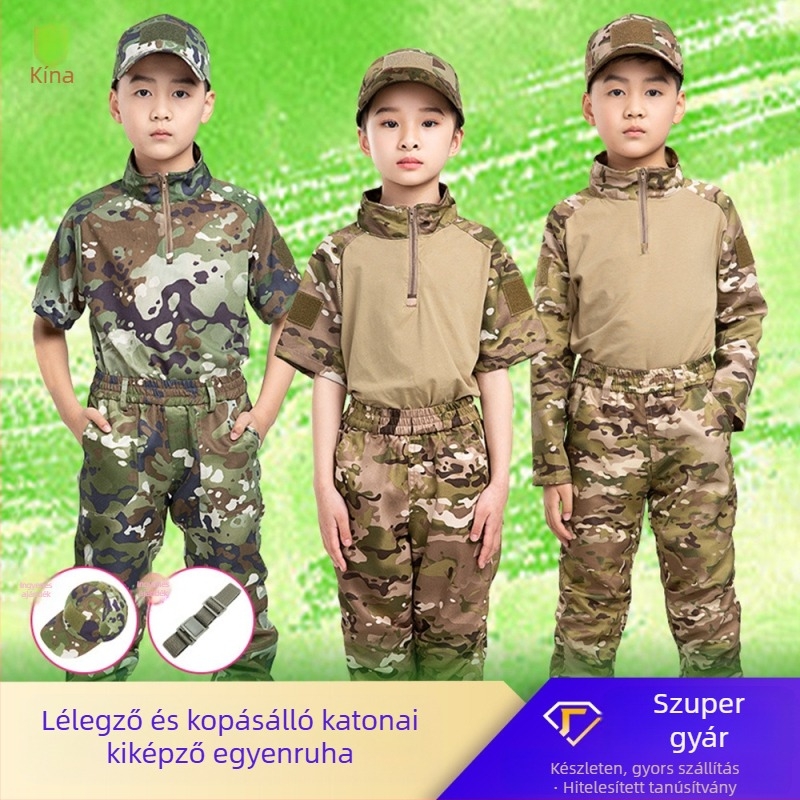 Gyermek terepszínű öltöny, férfi nyári taktikai békaöltöny, diákoknak, óvodásoknak, nyári táborokhoz, katonai kiképzéshez, ruházati gyártók nagykereskedelemben