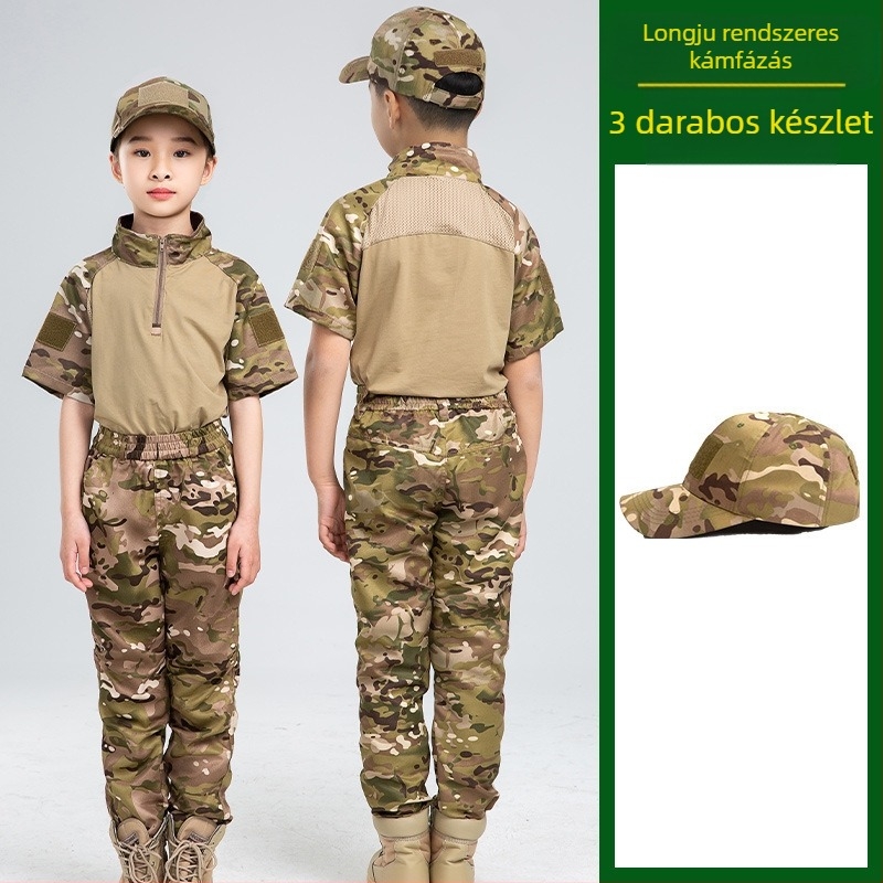 Gyermek terepszínű öltöny, férfi nyári taktikai békaöltöny, diákoknak, óvodásoknak, nyári táborokhoz, katonai kiképzéshez, ruházati gyártók nagykereskedelemben