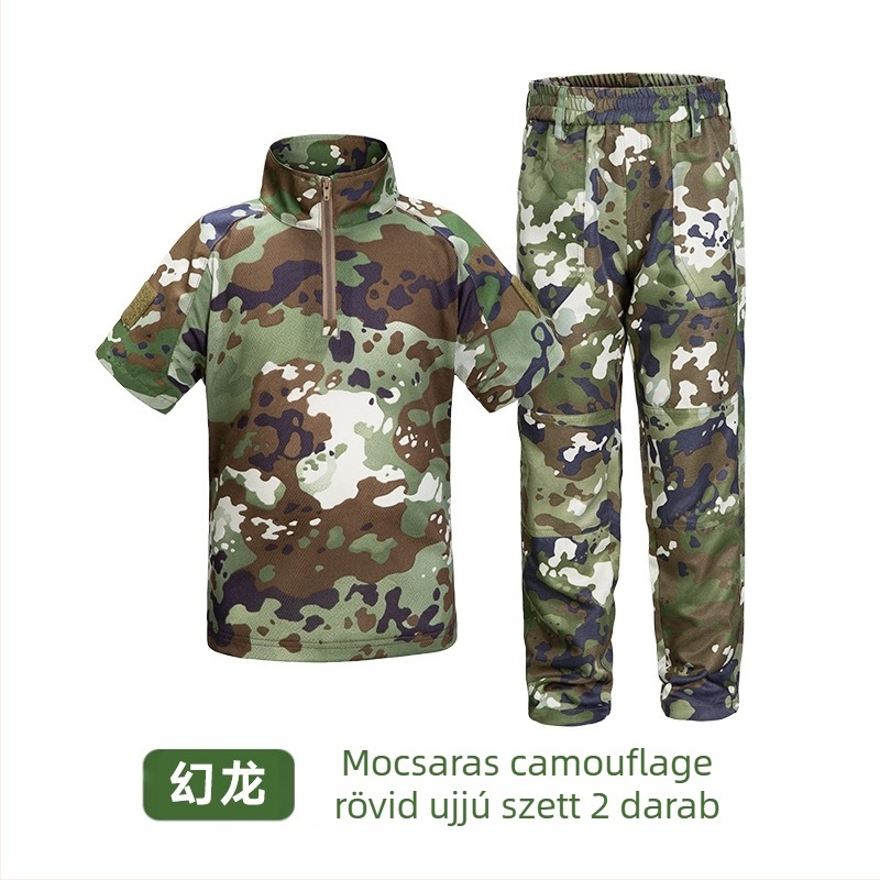 Gyermek terepszínű öltöny, férfi nyári taktikai békaöltöny, diákoknak, óvodásoknak, nyári táborokhoz, katonai kiképzéshez, ruházati gyártók nagykereskedelemben