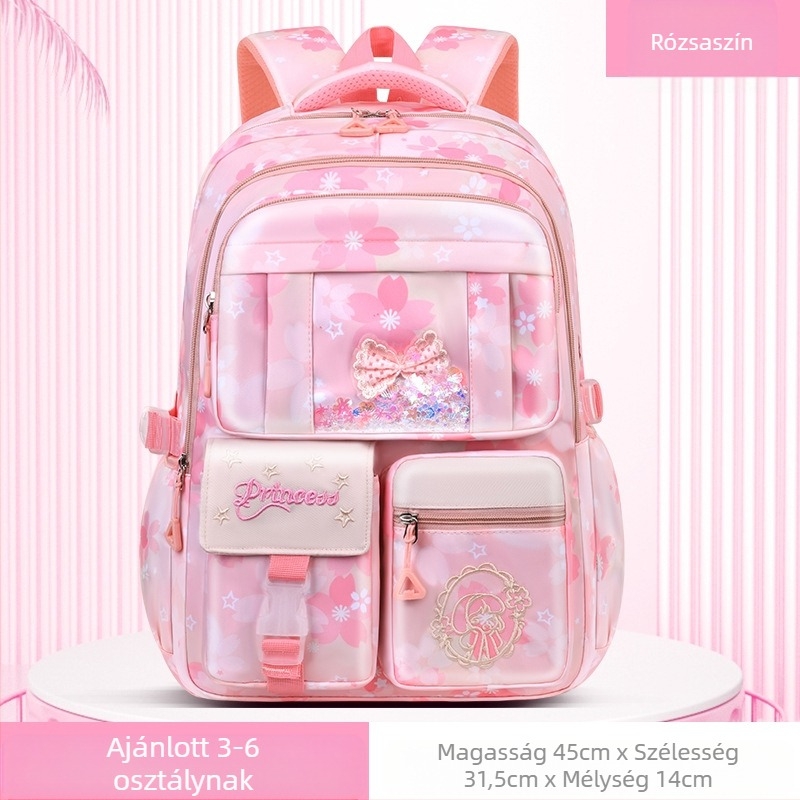 Ultrakönnyű gyermek általános iskolai táska lányoknak, aranyos, divatos, lányos stílusú, tehercsökkentő, nagy kapacitású hátizsák nagykereskedelemben