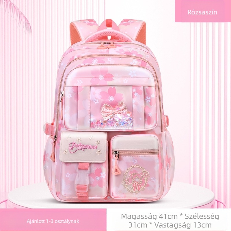 Ultrakönnyű gyermek általános iskolai táska lányoknak, aranyos, divatos, lányos stílusú, tehercsökkentő, nagy kapacitású hátizsák nagykereskedelemben