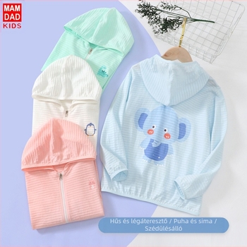 Gyermek napvédő ruházat bőrruházat slub pamut lélegző háló fiúknak és lányoknak nyári vékony kabát, hajnövesztésre is használható