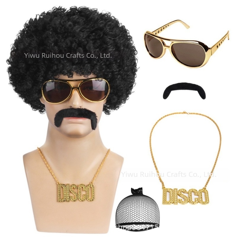 Hippi Vintage Halloween Karnevál Hippi Téma Parti Paróka Deluxe Szemüveg Nyaklánc Szakállruha