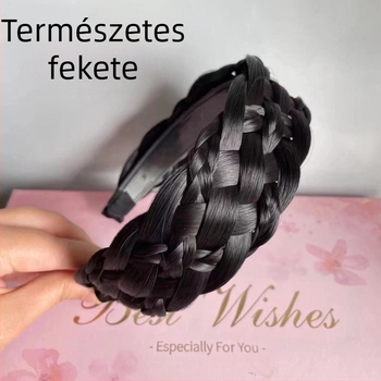 Új, szélesített paróka fejpánt, vastagított hatszálú, csavart fonott fejpánt, női egyrészes halszálkafonatú fejpánt, hajkiegészítők