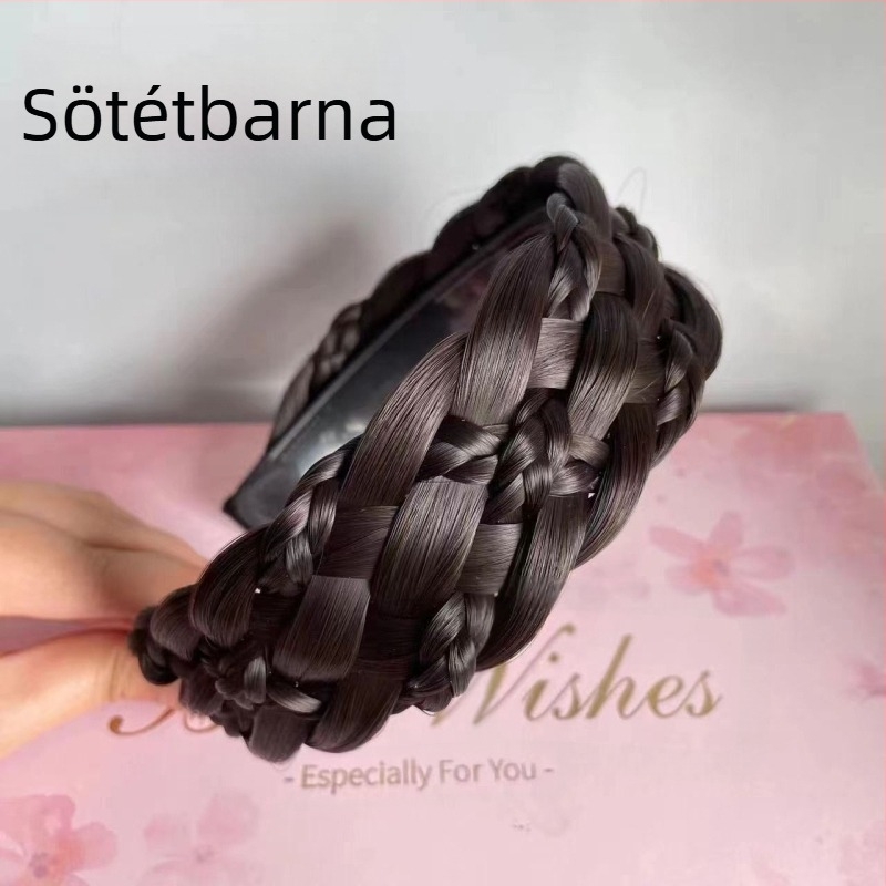 Új, szélesített paróka fejpánt, vastagított hatszálú, csavart fonott fejpánt, női egyrészes halszálkafonatú fejpánt, hajkiegészítők