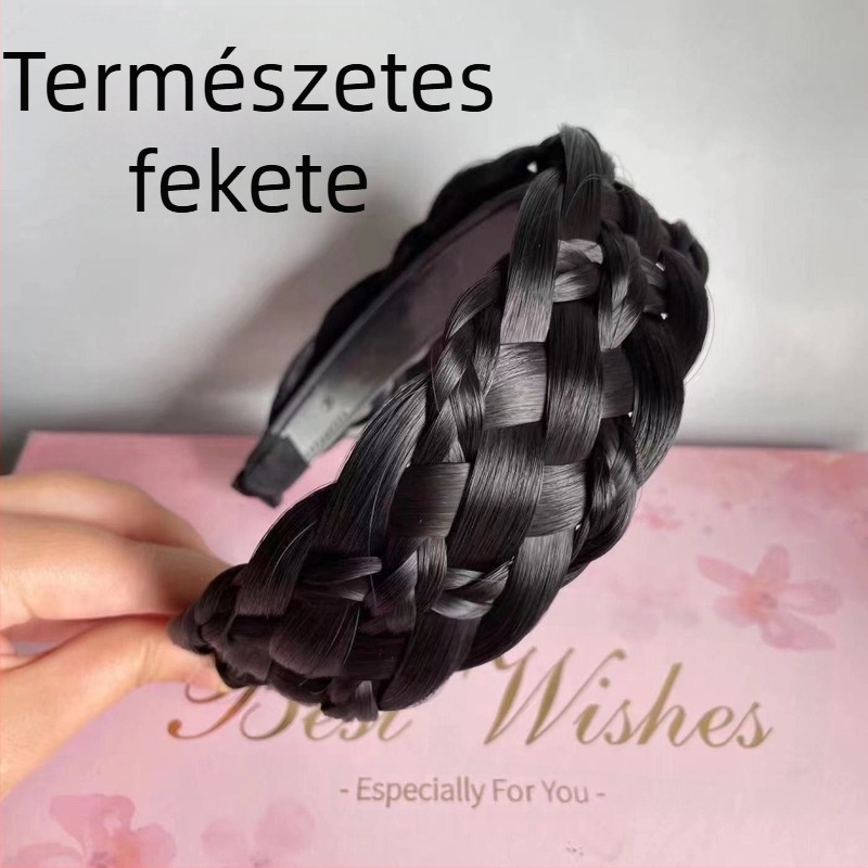 Új, szélesített paróka fejpánt, vastagított hatszálú, csavart fonott fejpánt, női egyrészes halszálkafonatú fejpánt, hajkiegészítők