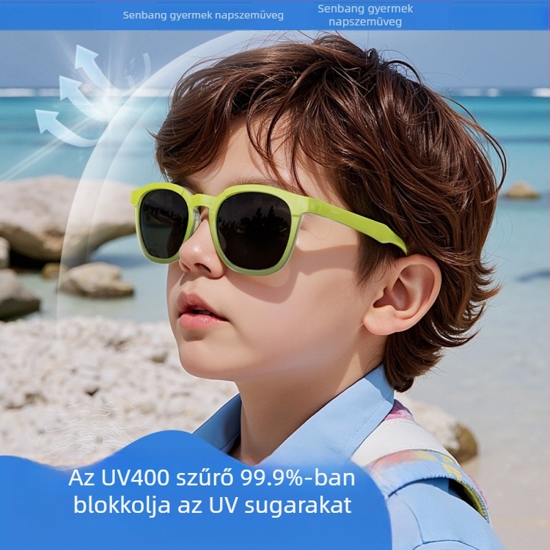 Új divatos polarizált gyermek napszemüveg, színátmenetes zselés színű, TR keretes, UV-szűrős, KB691