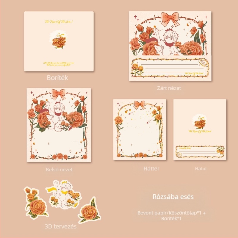 3 hüvelykes egyszerű és elegáns kártya, csúcskategóriás, forró arany ajándék tanárnapi szerelmes üdvözlőlap és születésnapi rózsa háromdimenziós szerelmeskönyv