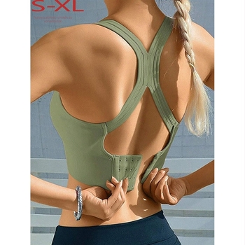 Nagy méretű, acélgyűrűs, ütéscsillapító sportmelltartó szépségápoláshoz és állítható hátcsatos jógafitnesz melltartó