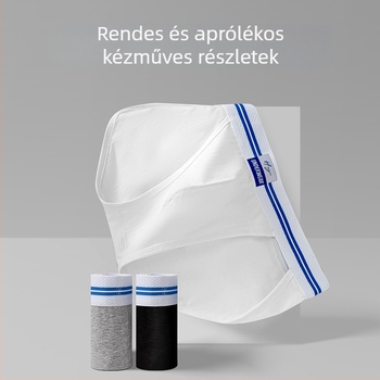 Férfi szexi keskeny oldalú, magas villás, egyrétegű, üleprészes, lélegző, izzadságelnyelő, plus size tiszta pamut, nagy zsebes ifjúsági alsónemű