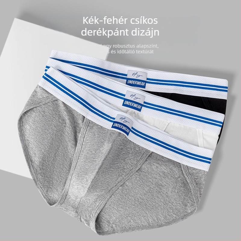 Férfi szexi keskeny oldalú, magas villás, egyrétegű, üleprészes, lélegző, izzadságelnyelő, plus size tiszta pamut, nagy zsebes ifjúsági alsónemű