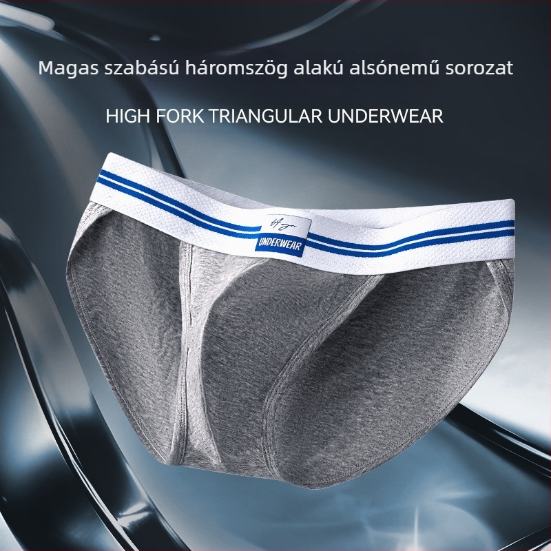 Férfi szexi keskeny oldalú, magas villás, egyrétegű, üleprészes, lélegző, izzadságelnyelő, plus size tiszta pamut, nagy zsebes ifjúsági alsónemű
