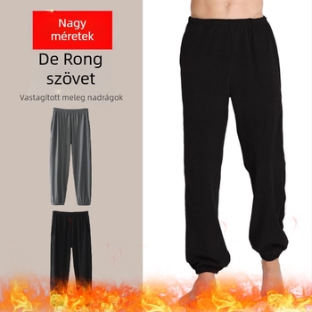 Középkorú apuka plusz kövér és megnagyobbított bő bársony alsónadrág kövér férfiaknak téli polár béléssel és vastagított hétköznapi meleg nadrág