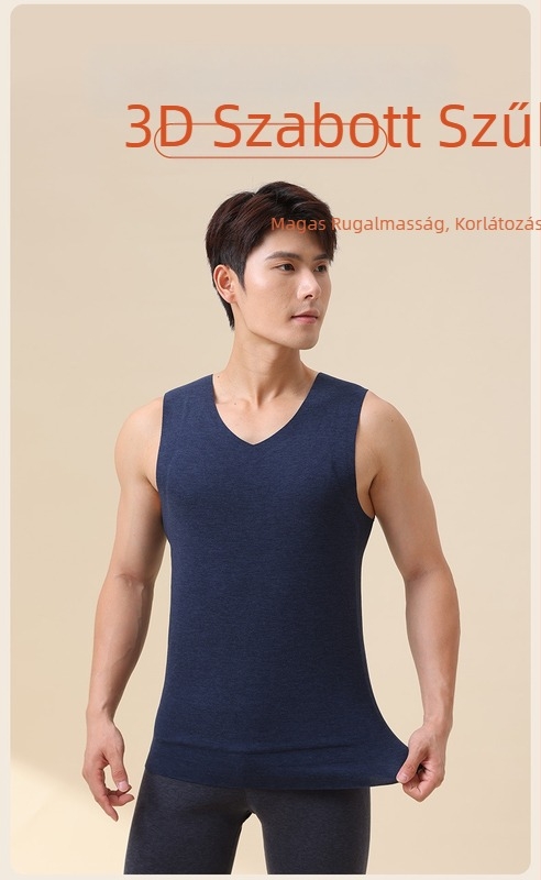 2024 új őszi-téli férfi háromrétegű gyapjú termo mellény, varrás nélküli, foltos alapkabát, csiszolás vastagabb