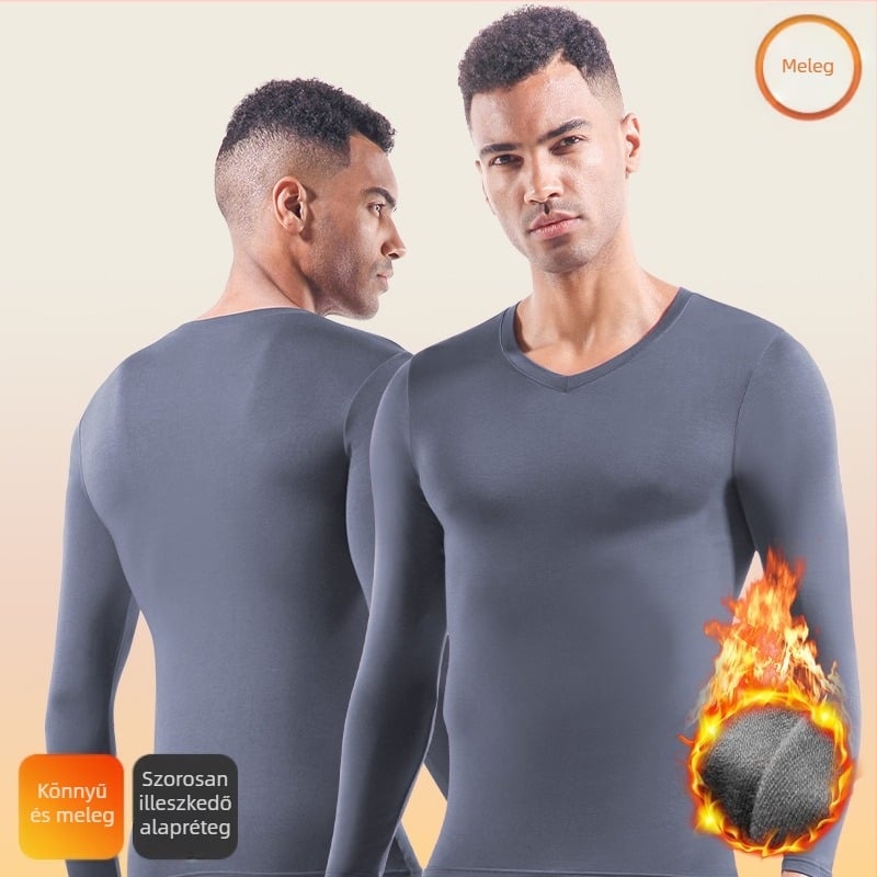 Férfi termo alsónemű felső hosszú ujjú feszes V-nyakú őszi és téli vékony alaping őszi ruhák fiatal és középkorú téli alsónemű